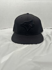 New Era Toronto Blue Jays Black On Black 59FIFTY Fitted Hat Cap Size 7 1/8
