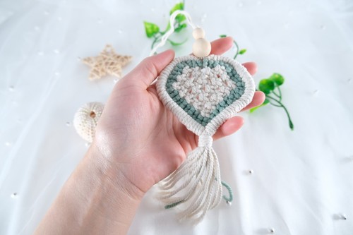 Macrame Heart Car Charm Boho Car Accessory Macrame Car Decor Car Hanging USA - Picture 10 of 12