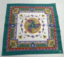 Vintage WAMCRAFT Bandana Scarf Southwestern Aztec Square Multi Color Made USA