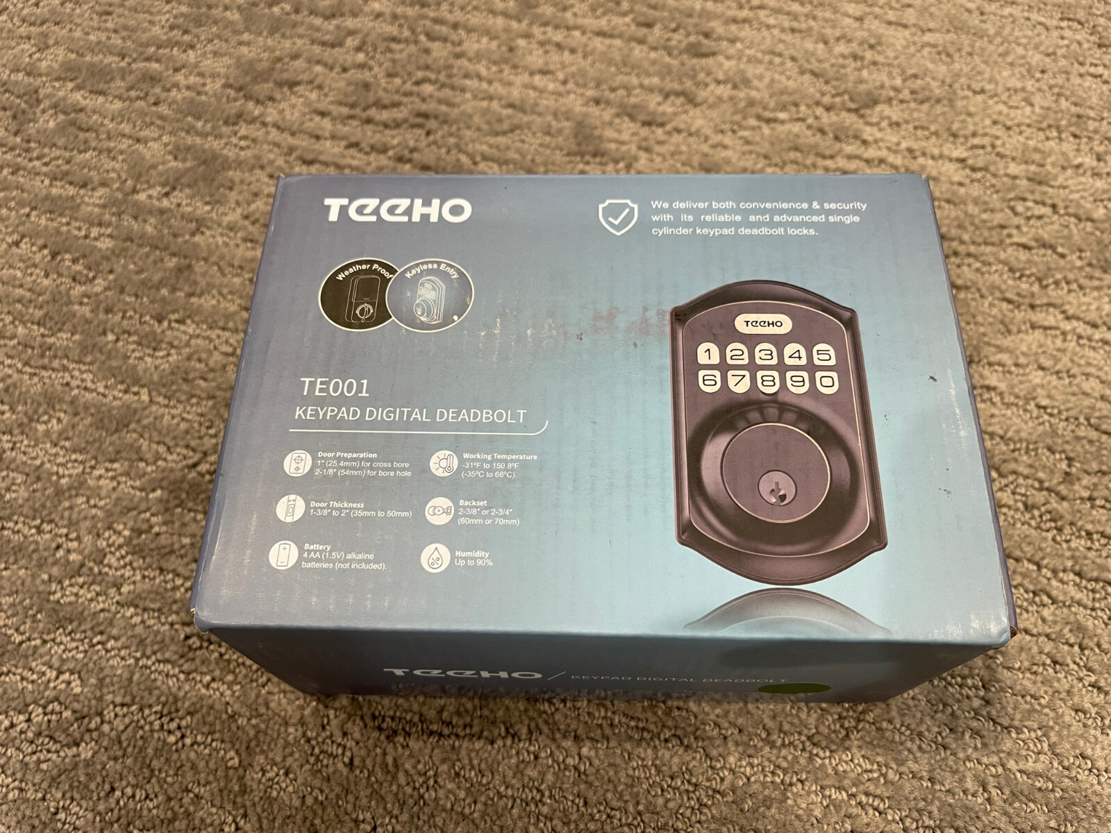 Keyless Entry Digital Deadbolt Lock Matte Black by Teeho TE001-image