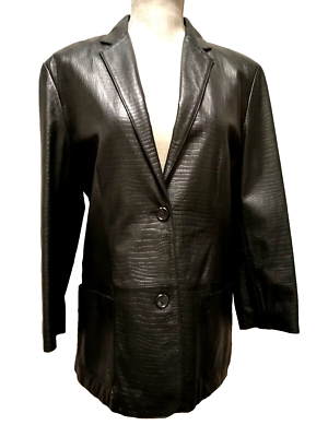Lauren Ralph Lauren Women's Crocodile Embossed Black Leather