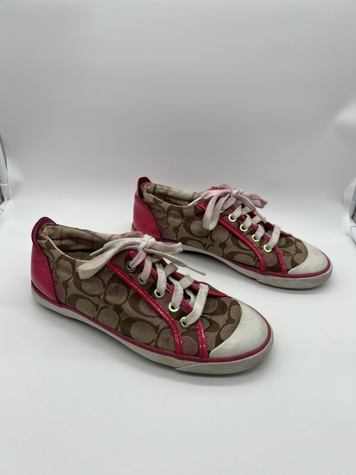 Coach Womens Barrett Lace-Up Sneakers in Beige Pink Size 7B F0007/I11