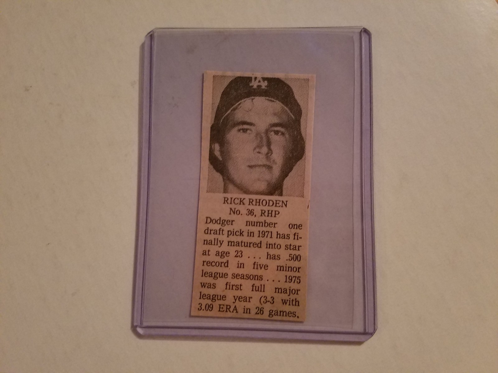 1976 All-Star Game Rick Rhoden Evening Bulletin Scrapbook Card 1 of 56 Rare Collectible