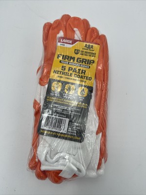 Large Nitrile Coated Work Gloves (5 Pack), Construction Workwear, Latex Free