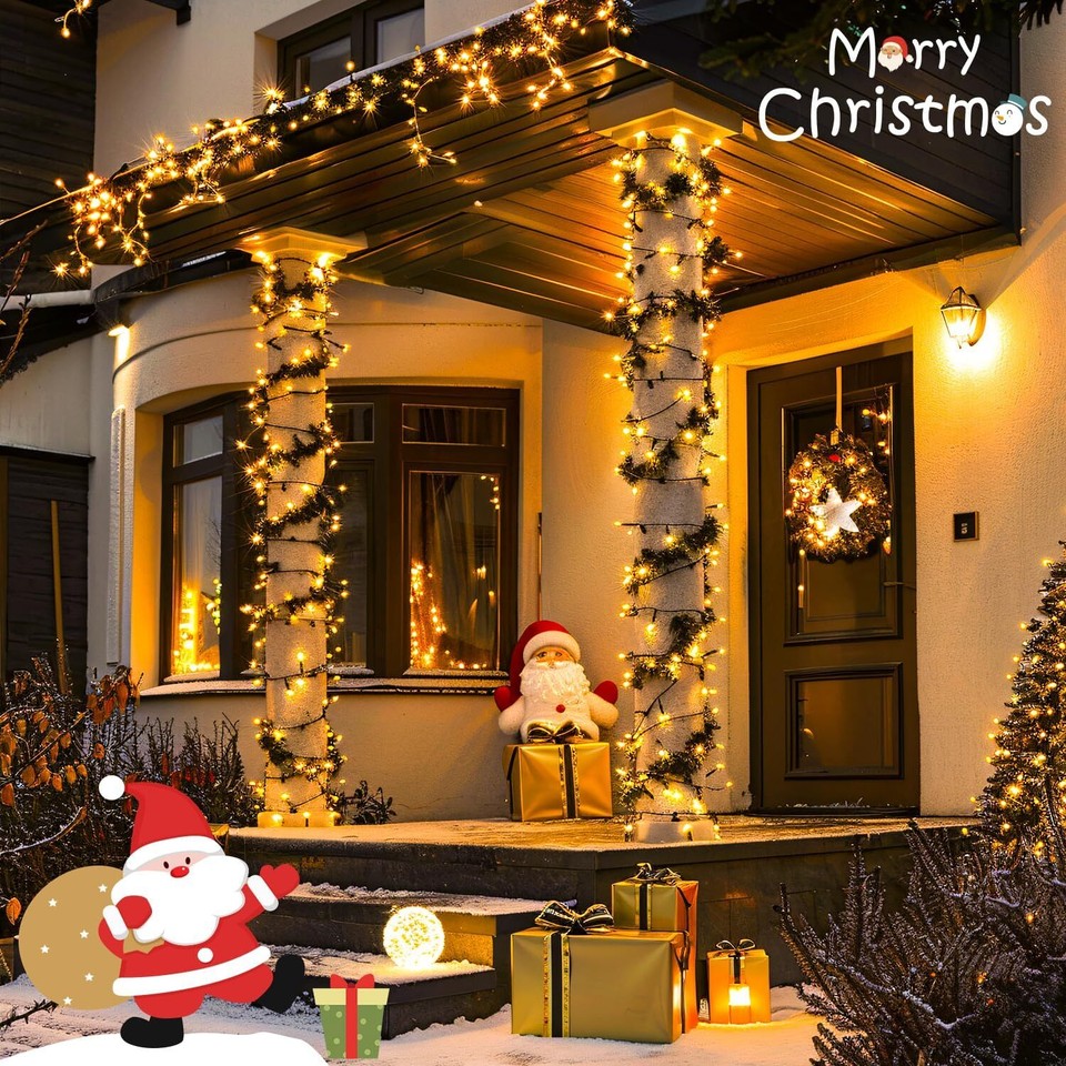 JMEXSUSS Battery Operated Christmas Lights with Remote, Each 33 FT Warm