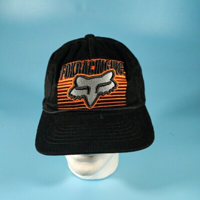 FOX Racing Hat Mens F1 MX Black Orange Corduroy Snapback Trucker Cap Sportwear