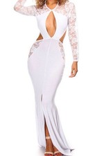 Abito aperto Nudo aderente Pizzo Cerimonia Cocktail Party Cut-out Maxi Dress