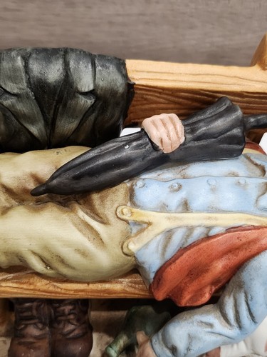 Vintage Flambro Handpainted Drunk Old Man Sleeping On Bench With Dog Figurine 8” - Picture 8 of 12