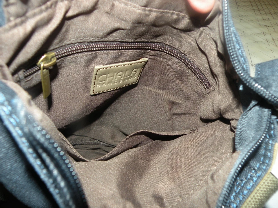 NUEVO CON ETIQUETAS Chala Cartera Bolso de Mano Denim Lona Bandolera Bolso de Mano Fox MONEDA MONEDERO LLAVERO Foto 3 de 3