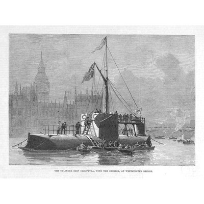 WESTMINSTER Zylinderschiff Kleopatra mit dem Obelisken - antiker Druck 1878