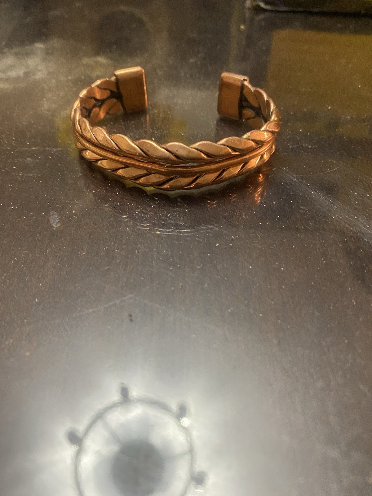 Women's Modern Solid Copper Braided Twisted Cuff … - image 1