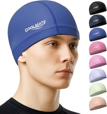 Fabric Swim Cap for Women Men Kids Silicone Water Resistant Layer Lightweight