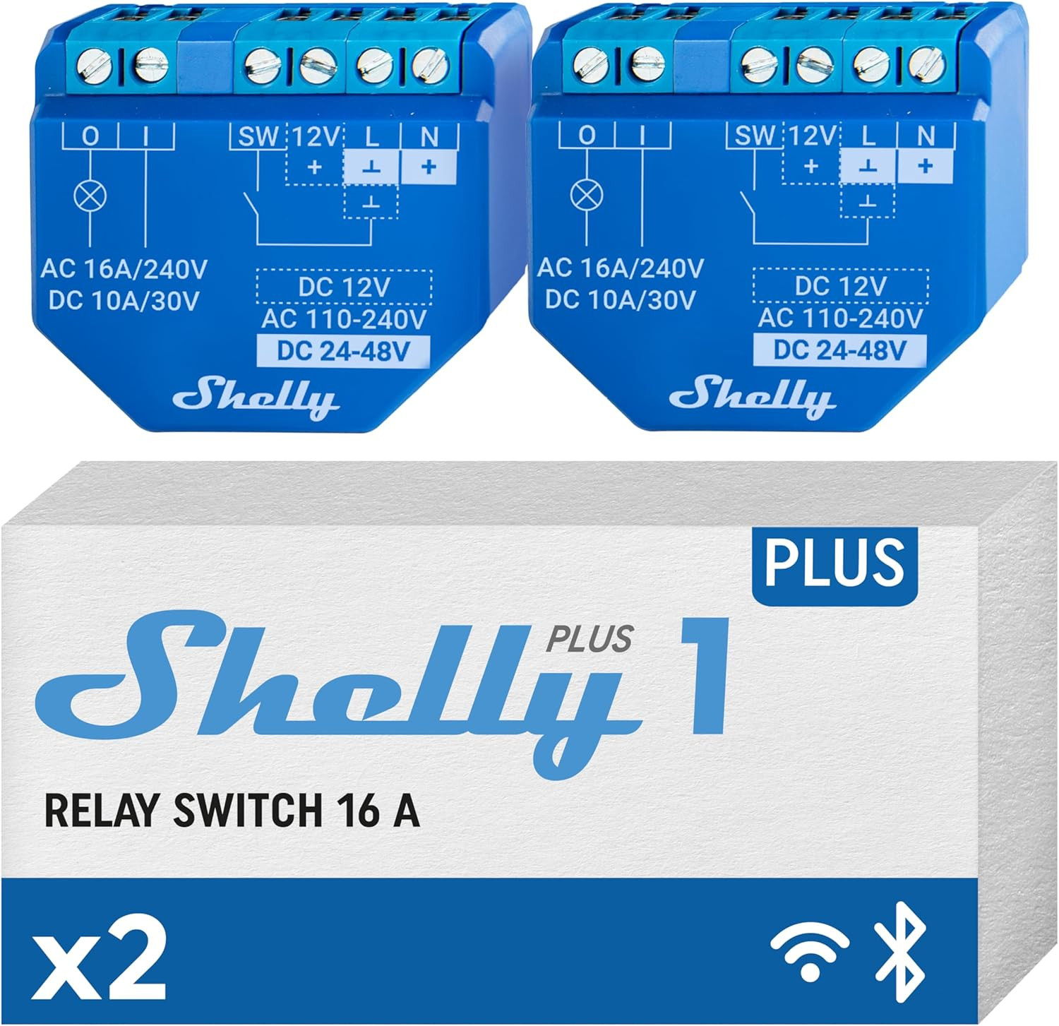 plus 1, Relè Interruttore Intelligente, Wi-Fi & Bluetooth, Contatti a Potenziale