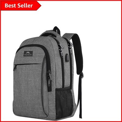 Stylischer grauer Anti-Diebstahl Laptop Rucksack mit USB-Ladeanschluss für Reisen & Arbeit