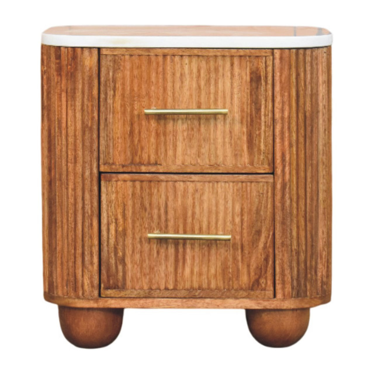 Artisan Furniture Aurora Brown And White 2 Drawer Marble Bedside Table - Image 2