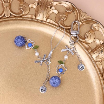 1Pc Beaded Blueberry Phone Pendant Keychain Backpack Decoration Lanyard