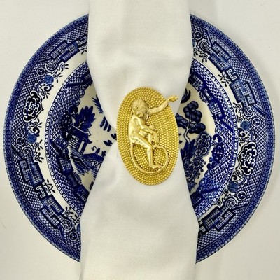 Rare Gold Monkey Napkin Rings Chinoiserie Style Table Setting Decor Figural (x1)