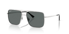 Ray-Ban Ari Bio-Based Silver/Dark Grey Polarized 56 mm Sunglasses RB3758 003/81
