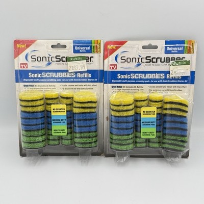 2 Packs SONIC SCRUBBER Power Cleaner Universal Refill Scrubbing Pads NEW 2008
