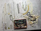 VINTAGE ESTATE COSTUME JEWELRY LOT 5+ LBS NECKLACE Gemstones Pearl Metal 80s 90s