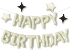 Cream Green Happy Birthday Banner Balloon Aluminum Foil 16 Inch Letter,10 Inc...