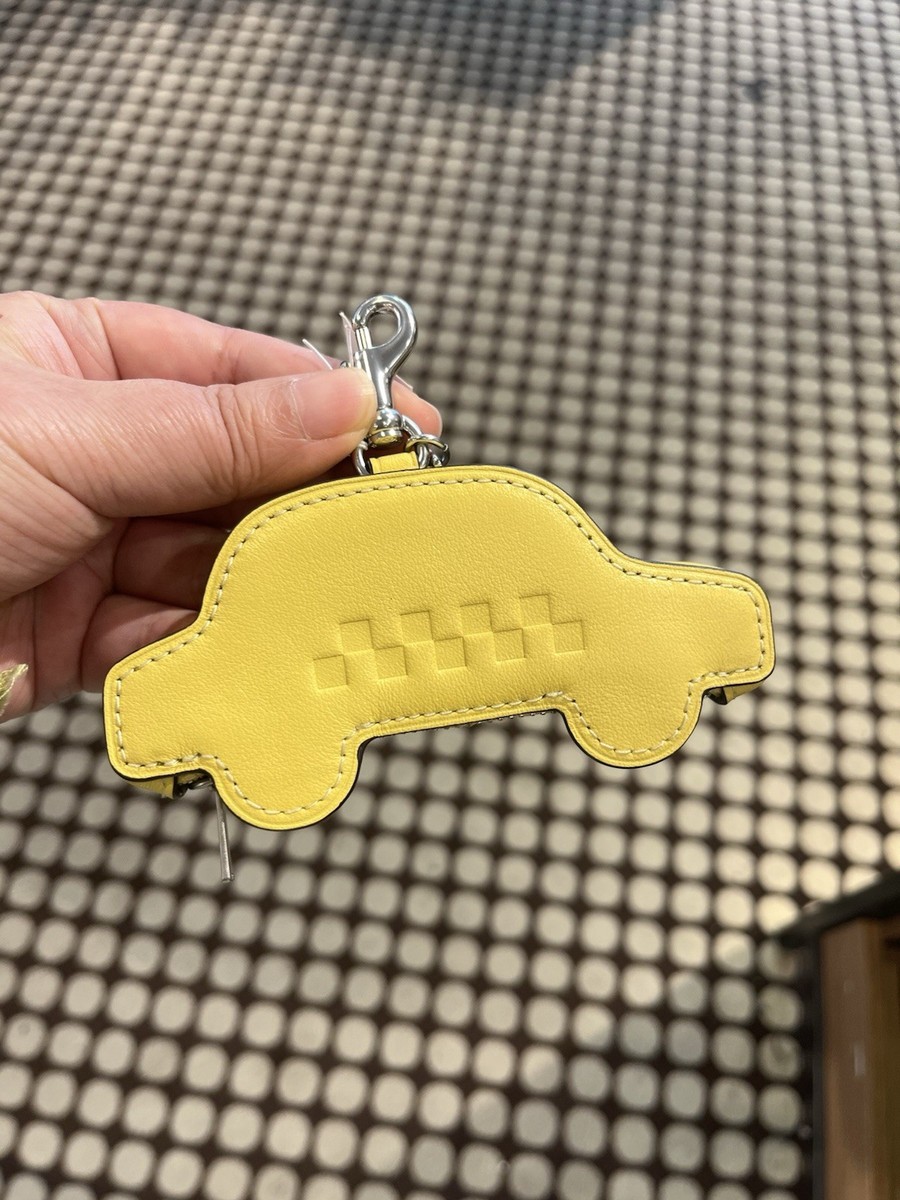 NWT COACH YELLOW LEATHER TAXI ZIP COIN CASE BAG CHARM | eBay