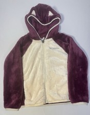 Columbia Foxy Sherpa Jacket Fleece Full Zip Hood Ears Burgundy Hoodie Girls 3T
