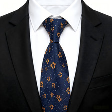 New Classic Floral Dark Blue Gold Woven Skinny Silk Men's Tie Necktie 3.15'8cm