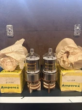 Match Pair Amperex 6146A 8298A Metal Base Black Plate Tubes TV7 Test NOS 🌊