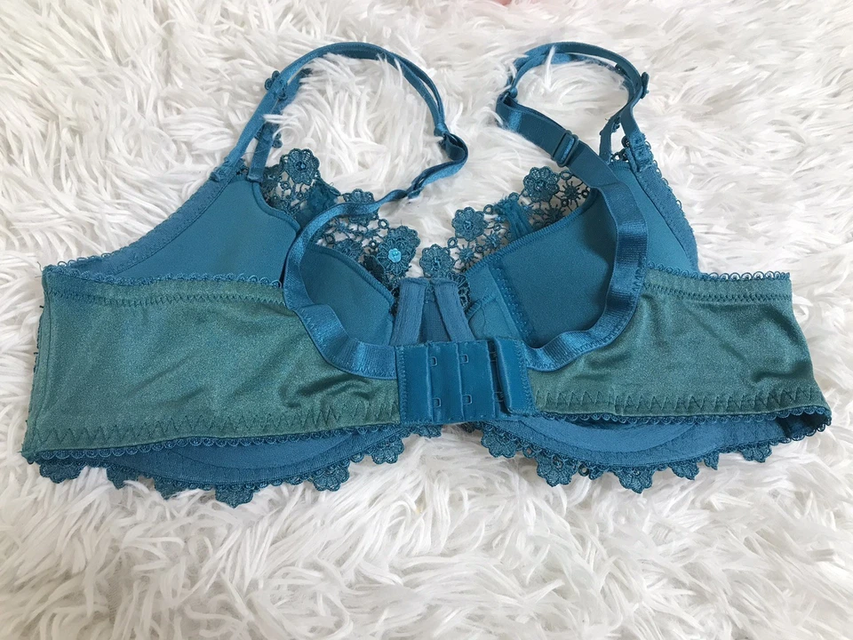 Sujetadores florales vintage Ambrielle lentejuelas bordadas color turquesa 38C Foto 3 de 4