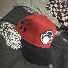 Red & Black Colorblock Baseball Cap Adjustabl...