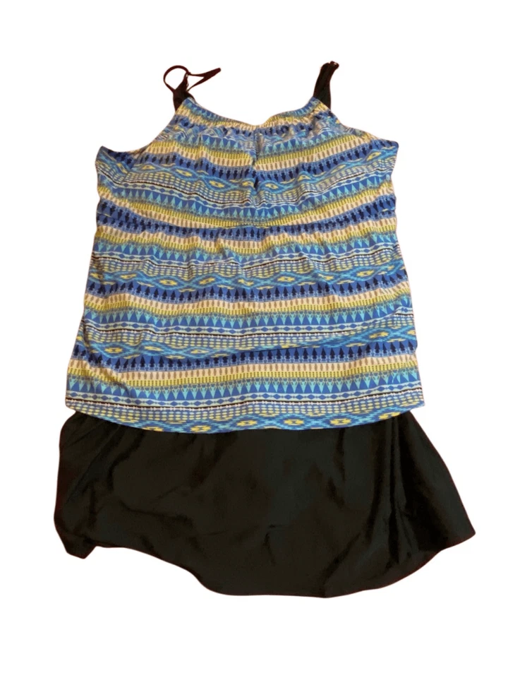 Christine’s Woman’s Plus Size Caribe Swim-dress Blue and White Size 30 W - Image 2 of 3