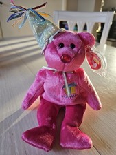 Ty Beanie Baby January Birthday Bear with Tags Retired Hat Soft Plush Teddy Toy