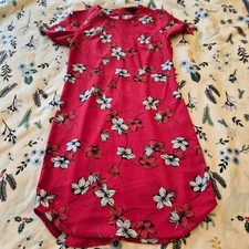 Banana Republic Red Floral Fluted Sleeve Shift Dress Womens Size 0 Cottagecore