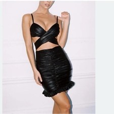 New House of CB Thalia Vegan Leather Mini Dress - Small