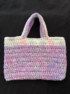 Handmade Crochet Tote Bag Pastel Purple Multicolor  