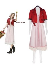 Final Fantasy VII Remake Aerith Gainsborough Cosplay Costume Woman Coat Dress