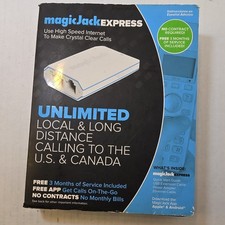 magicJack EXPRESS VoIP Phone Adapter White 1-Line Caller ID RJ-45/RJ-11