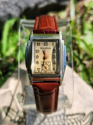 Vtg 1934 Bulova Senator Men's 25mm Tank Watch 10AN Mechanical Two-Tone WORKS 15J