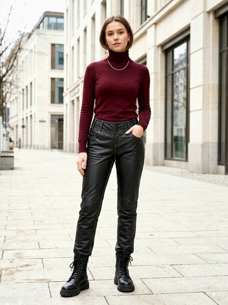 Women Ricano Trousers Black Leather