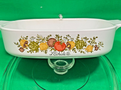 Vintage Corning Ware Spice of Life L'Echalote A-8-B 8x8 Casserole Glass Lid