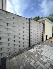 6 Pieces Composite Fencing, Mid Grey With Six Aluminium Post 180 Cm