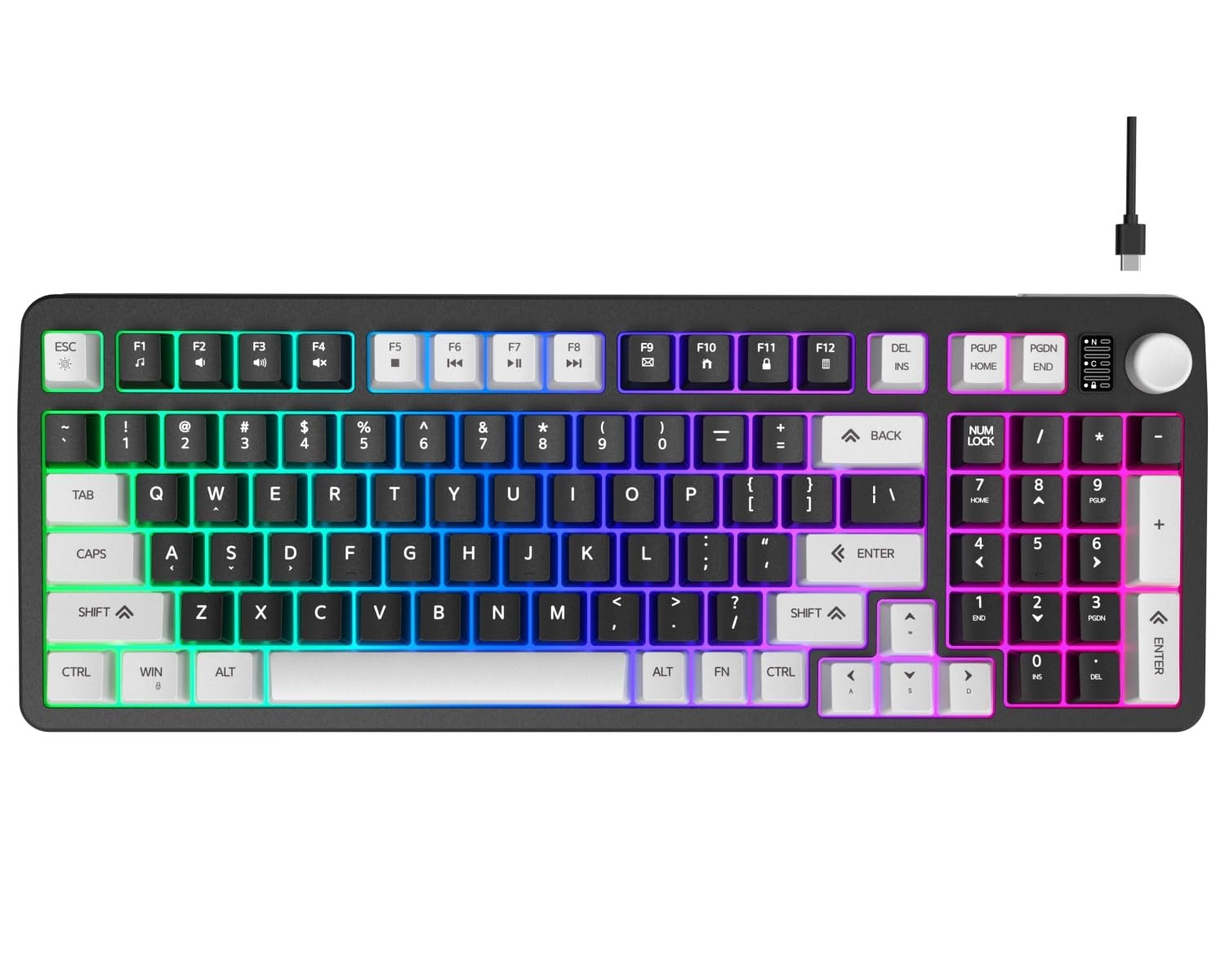 96% Wired Gaming KeyboardCreamy Membrane Quiet Silent Keyboard with Number Pa