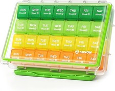 AUVON Moisture-Proof Monthly Pill Organizer, Large 28 Days Pill Box Case