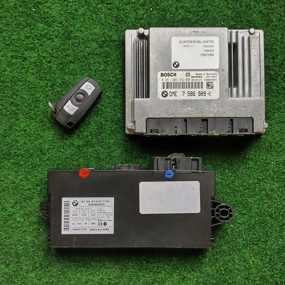 08 BMW X5 E70 4,8 L Juego de llaves de encendido ECM CAS 3 motor módulo de computadora ECU DME OEM Foto 2 de 4