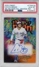 2020 Topps Finest CAVAN BIGGIO The Man Orange Refractor Auto #17/25 PSA 10