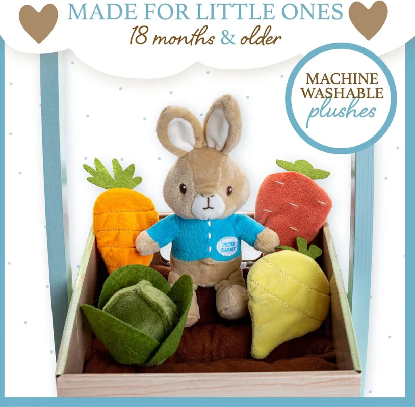 儿童首选 Beatrix Potter Peter Rabbit 木制花园马车和毛绒蔬菜 — 第 2/4 张图片