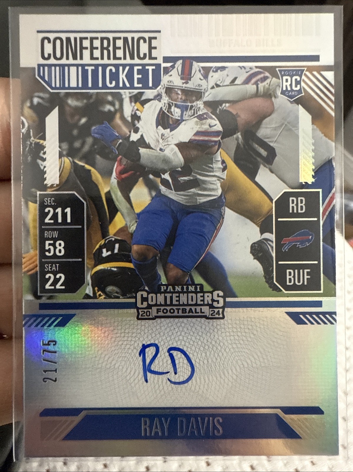 2024 Panini Contenders Ray Davis RC On Card Auto Conference Ticket /75 Rookie 🔥