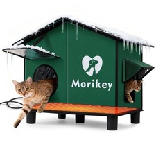 Heated Cat House for Outside, Insulated Outdoor Cat House with Heating Pad, W...