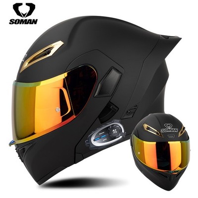 Motorcycle Bluetooth Helmet Built-in Camera Intercom Headset Dot Approved Helmet